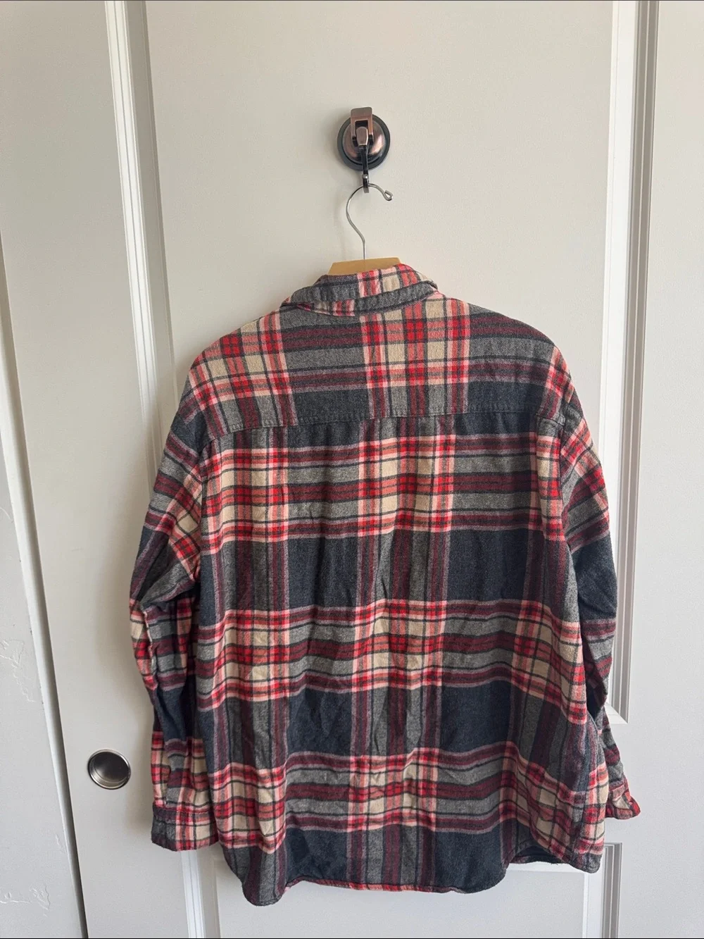 Old Navy Women's Plaid Boyfriend Button-Down Shirt - Red, Black, Cream